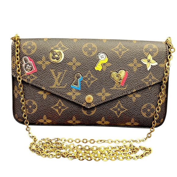 LOUIS VUITTON Handbags - Louis Vuitton Pochette Felice Shoulder Bag, Monogram Love Lock, Canvas, M63999